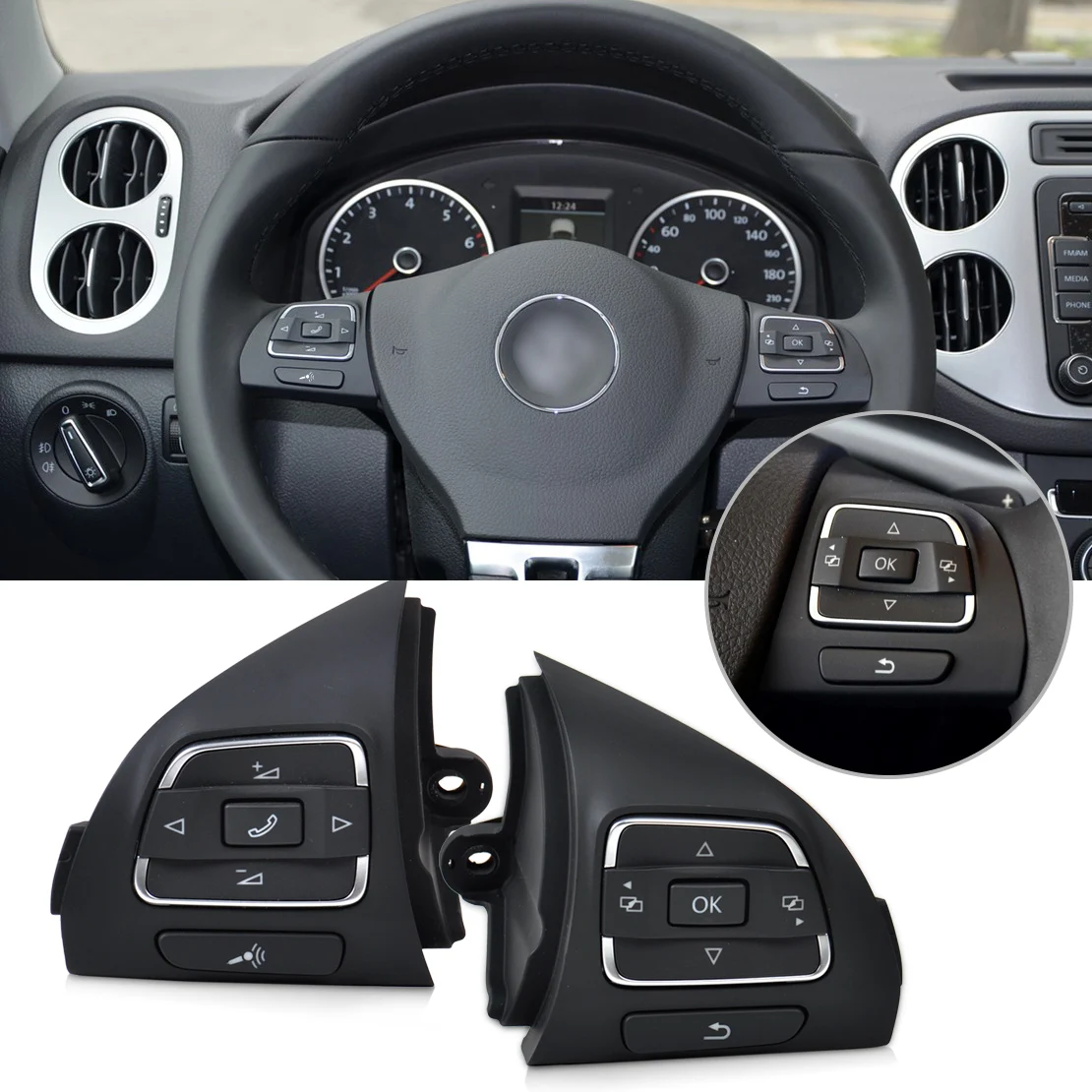 DWCX 5C0959537A 5C0959538B Right left Multi function MFSW Steering Wheel Button Switch For VW Jetta Golf