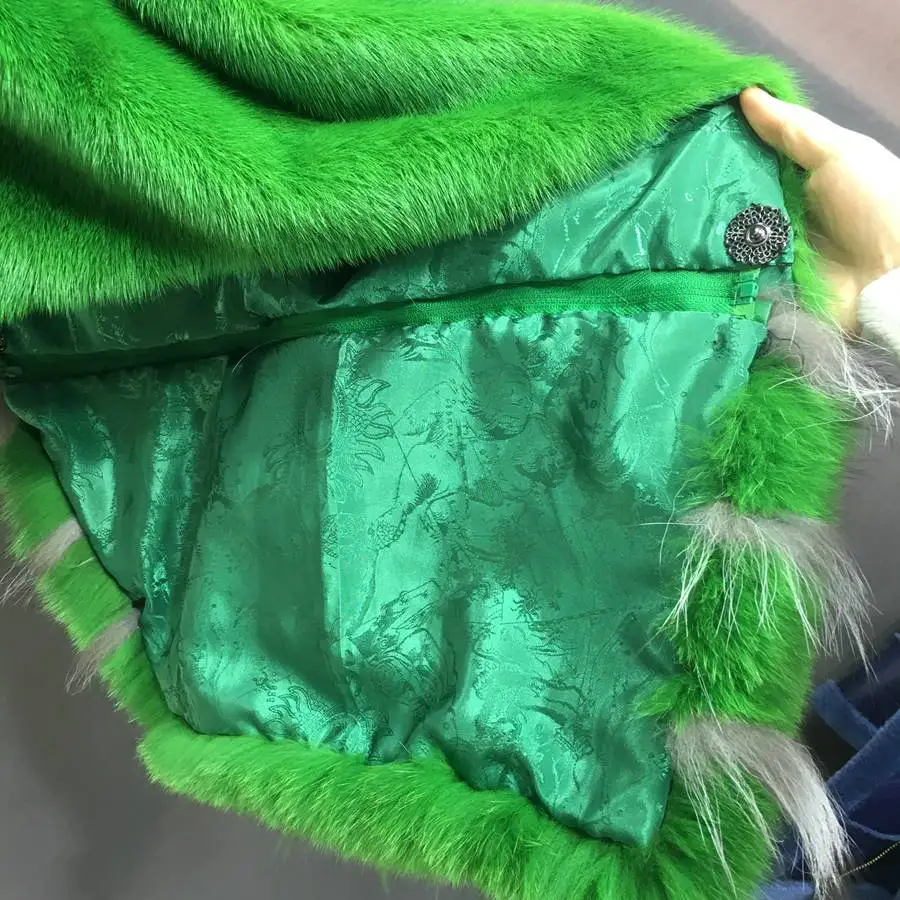 100% natural mink fur poncho with fox fur sleeve (8)