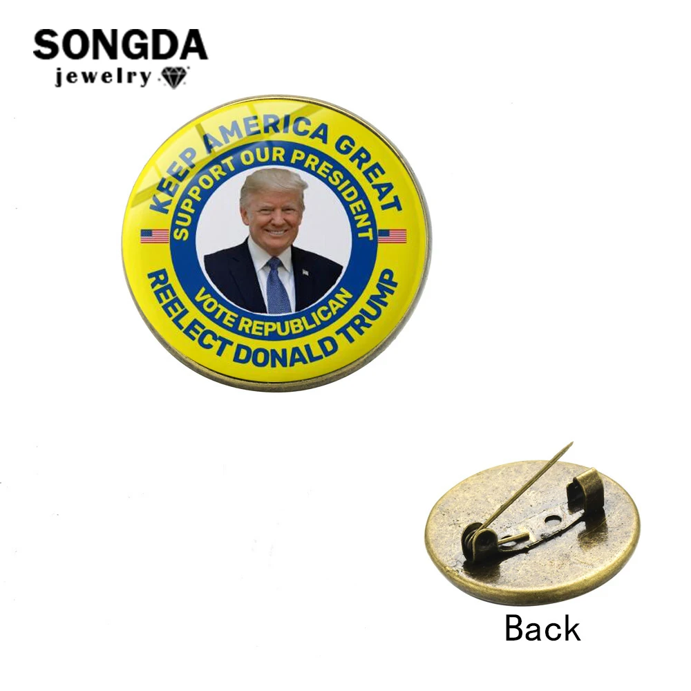 

SONGDA New Donald Trump 2020 Printed Brooch Pin USA Flag Keep America Great President Donald Trump Badges Collar Pins Collection