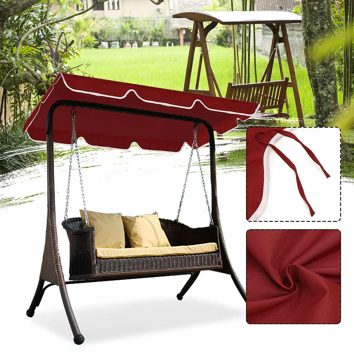 Красный качели стул верхняя крышка лето водонепроницаемый закрывающий полог Замена сада двора уличное кресло-качалка гамак палатка от солнца