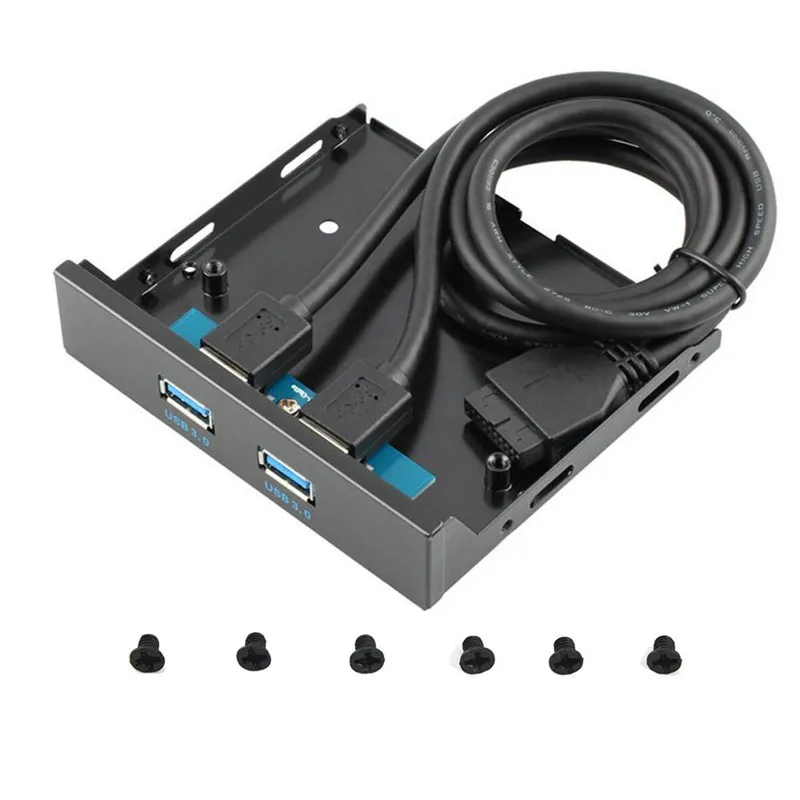 

3.5 Inch Metal 2 Ports USB 3.0 Hub Front Panel Expansion Floppy Disk Bay to 20-Pin Motherboard Header Cable For Desktop PC