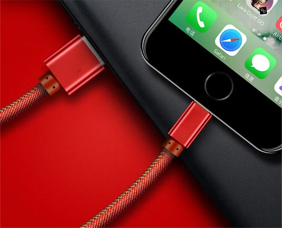 NOHON Cowboy Braided USB Charger Gold-plated Plug Fast Charge Adapter Data Cable Micro USB Cable For Iphone 5 6 7 8 Plus X 10 1m (14)