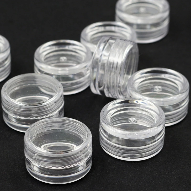 

1000PCS 3g Cosmetics Jar Box Makeup Cream Nail Art Storage Pot Container Round Refillable Bottle Plastic Transparent Case BOT-07