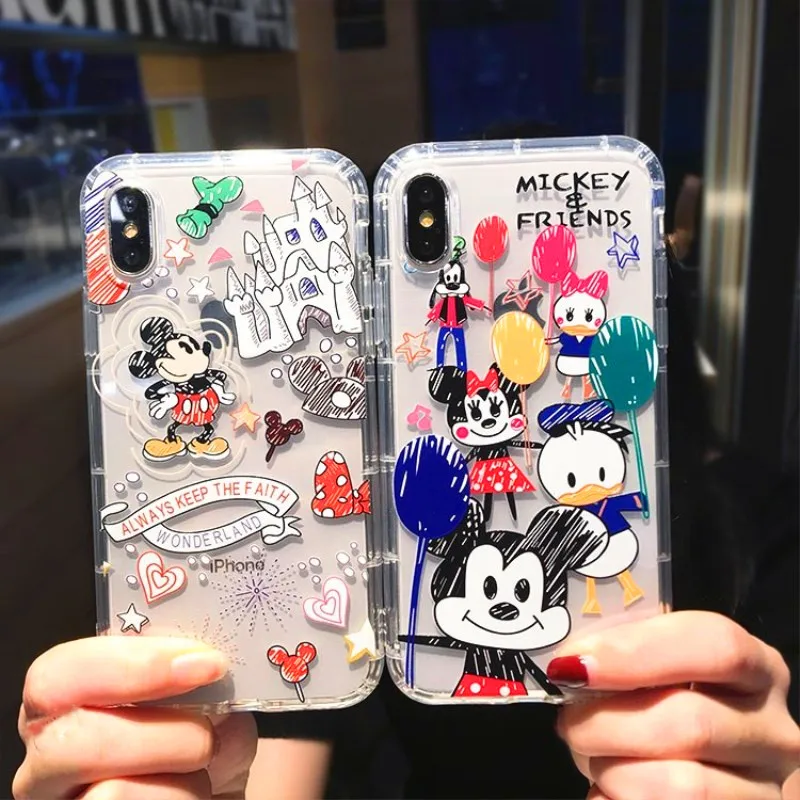 

Soft Cute Cartoon Case For iPhone 6 6s 6Plus Case scrawl Mickey Silicone Cover Fundas Coque For iPhone 7 8 Plus Xs Max XR X Case
