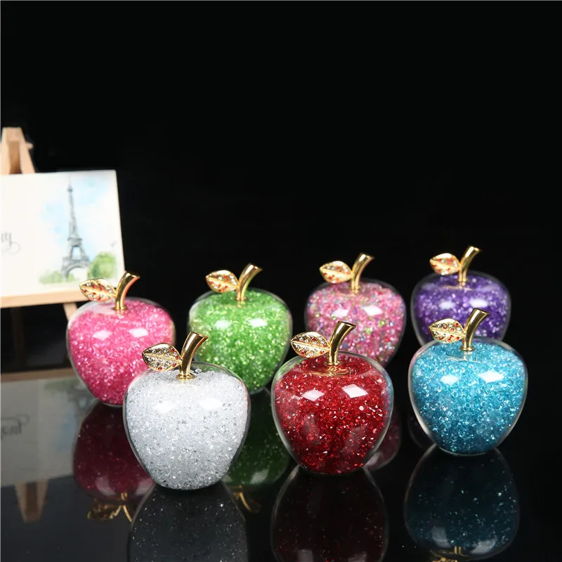 Crystal Apple presse-papier artisanat art collection cristal fruit décoratif vert