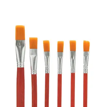 

6 Pcs Artist Paint Brush Nylon Hair Watercolor Acrylic Oil Painting Supplies