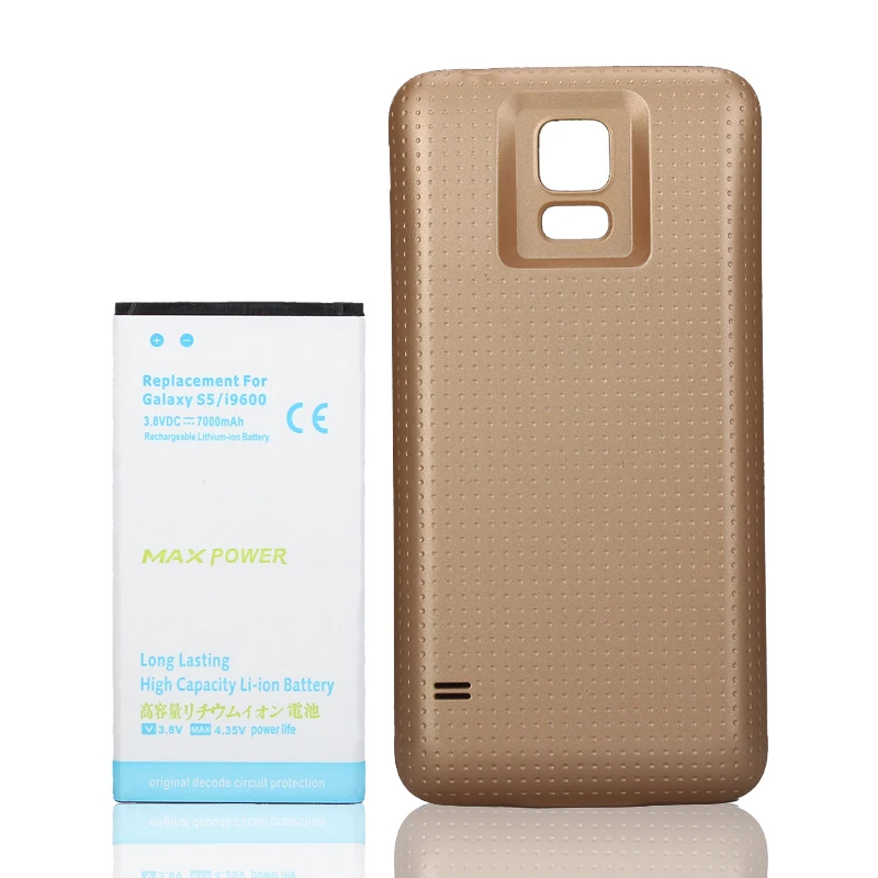 Аккумулятор большой емкости 7000 мАч с золотым корпусом для Samsung Galaxy S5 i9600