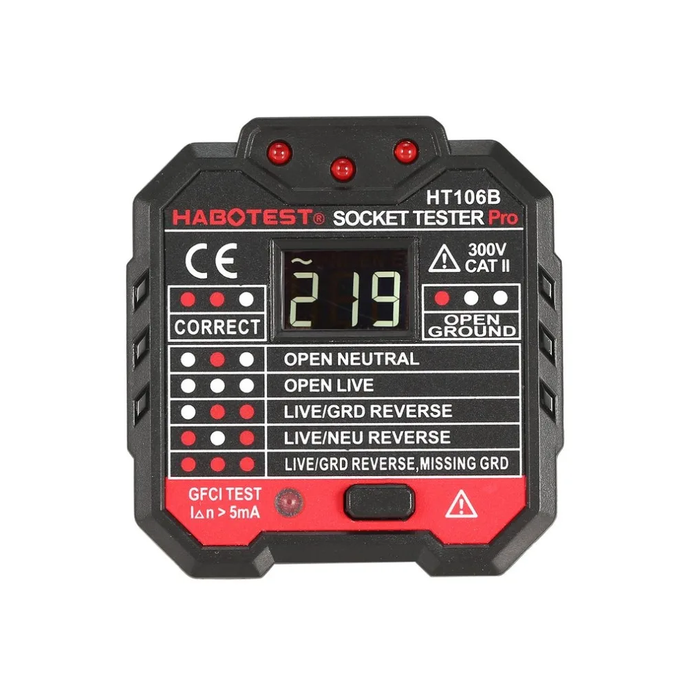 

Digital Display Electric Socket Tester Wall Plug Polarity Phase Check Detector Outlet Voltage Test Electroscope AU Plug