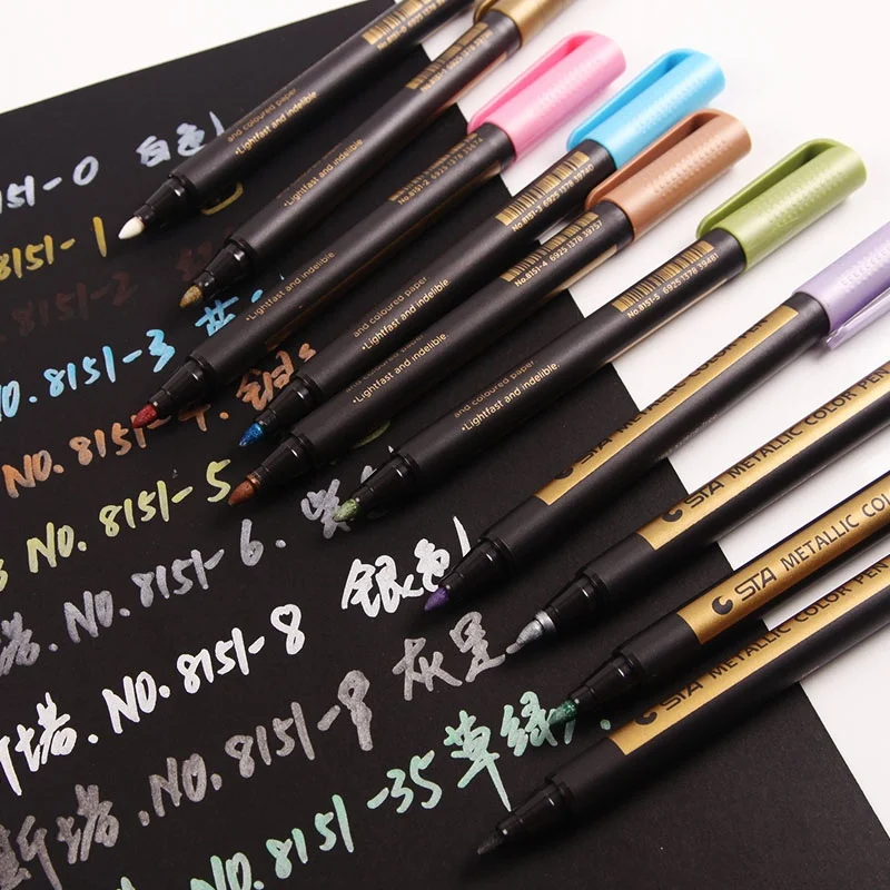 

10 Colors Metallic Marker Permanent Drawing for Students DIY Glass Paint Painting Rocks Card Handmade Photo Album Birthday Gift