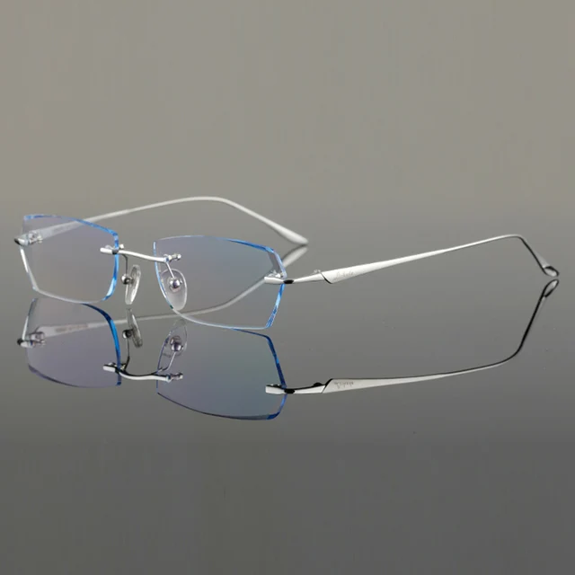 Titanium Gold Glasses Frames Men Rhinestone Eyeglass Frame Ti Luxurious High Clear Lens Anti