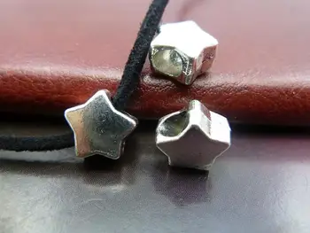 

30Pcs 7*11mm Antique Silver Five-point Star Beads Big Hole Jewelry Making