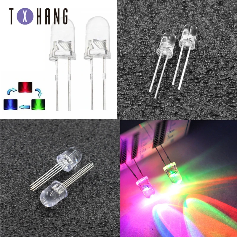 20/50/100 шт 5 мм 2pin RGB прозрачный трехцветный общий круглый светодиодный светильник