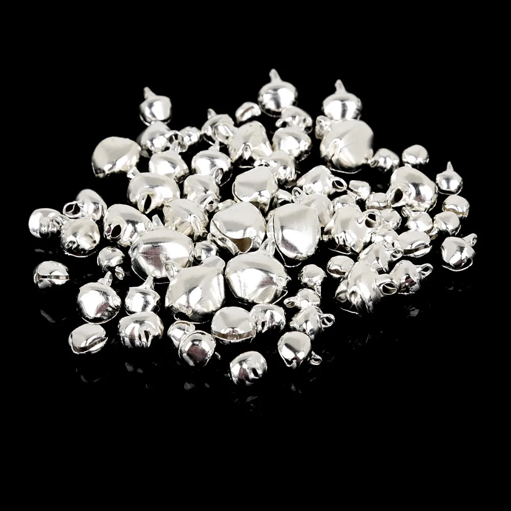 

6-14mm Silver Jingle Bells Beads Hanging Christmas Tree Ornaments Christmas Decorations Party DIY Crafts Accessories