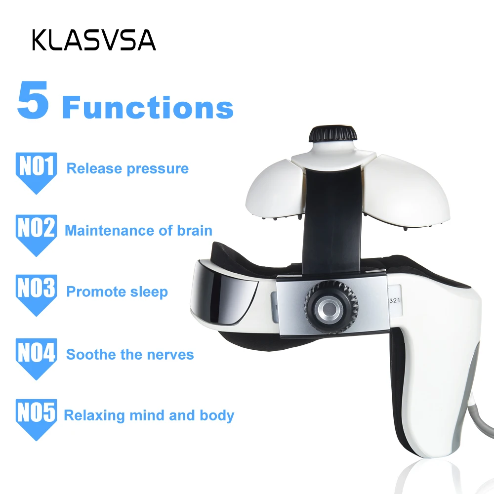 KLASVSA Electric Heating Neck Head Massage Helmet Air Pressure Vibration Therapy Massager Music Muscle Stimulator Health Care