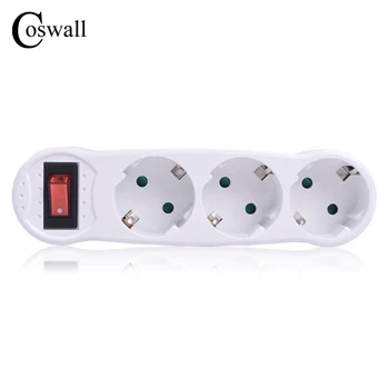 

Coswall European Type Conversion Plug 1 TO 3 Way EU Standard Power Adapter Socket With Neon Indicator 16A Travel Plugs