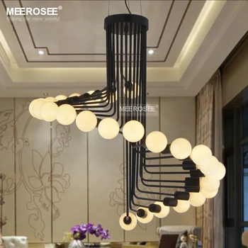 

Modern Loft Industrial Chandelier Lights Bar Stair Dining Room Lighting Retro Meerosee Chandeliers Lamps Fixtures Lustres