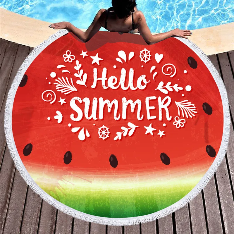 

Lovely Sunscreen Washcloth Bath Cute Fruit Print Shawl Scarf Summer Beach Towel Yoga Mat Swimming Towels