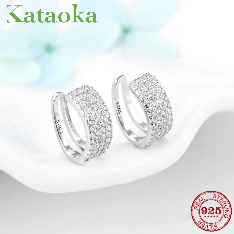 

Round shape Glistening Clear CZ clip Earrings 100% Authentic 925 Sterling Silver Ear clip luxury Party Jewelry 2018