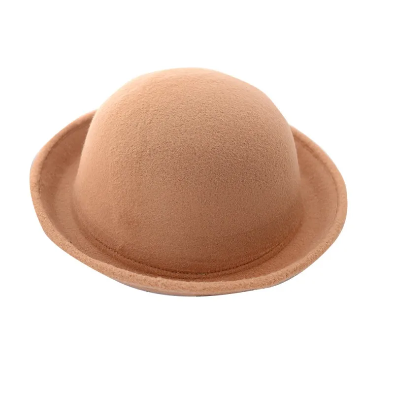 Женская и мужская шикарная новая винтажная шляпа котелок с рулонными полями дерби Fedora Dome cap пляжная - Цвет: Camel