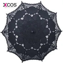 Классический Благородный Элегантный Дворцовый стиль Длинная рука Свадебный зонтик вышивка Gingham кружевной зонтик от солнца SA859