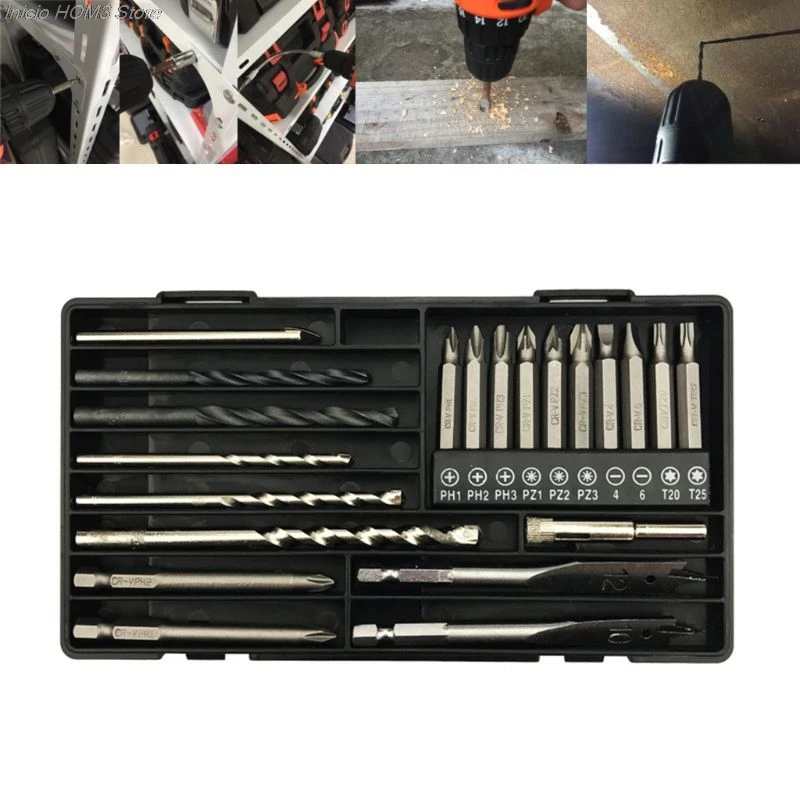 

21pcs/set High Speed Steel Screwdriver Twist Drill Bits For Woodworking Repair Tools Kit Multifunctional Practical