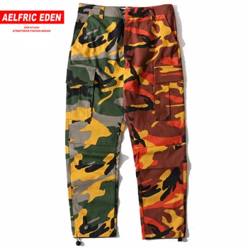 

Aelfric Eden Two-tone Camouflage Men Cargo Pants Full Length Trousers Hip Hop Military Joggers Pockets Casual Streetwear St05