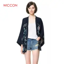 WICCON 2018 Лето Для женщин феникс с длинными широкими рукавами свободные кардиган Защита от солнца Блузка модные Повседневное Винтаж рубашка