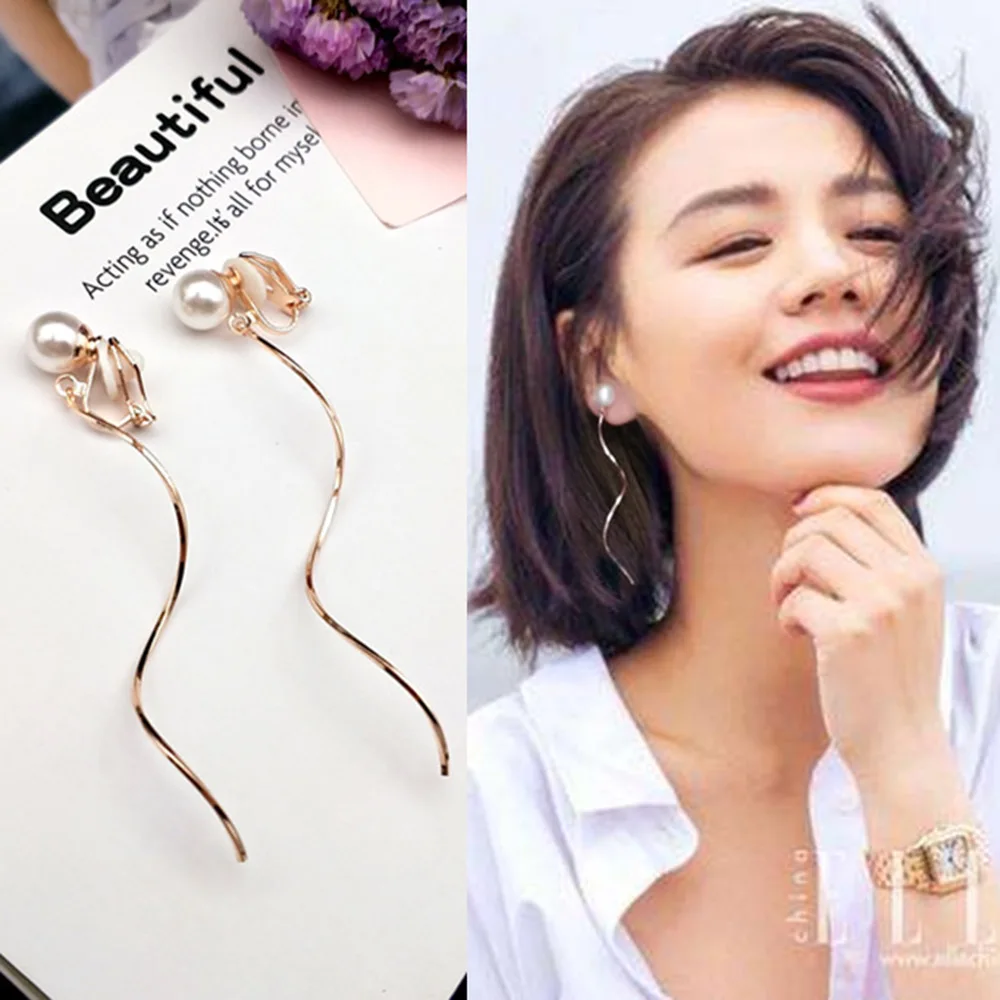 JIOFREE pearl Clip On Earrings Women Fashion No Ear Hole Earring Trendy Simple Style Gold Silver