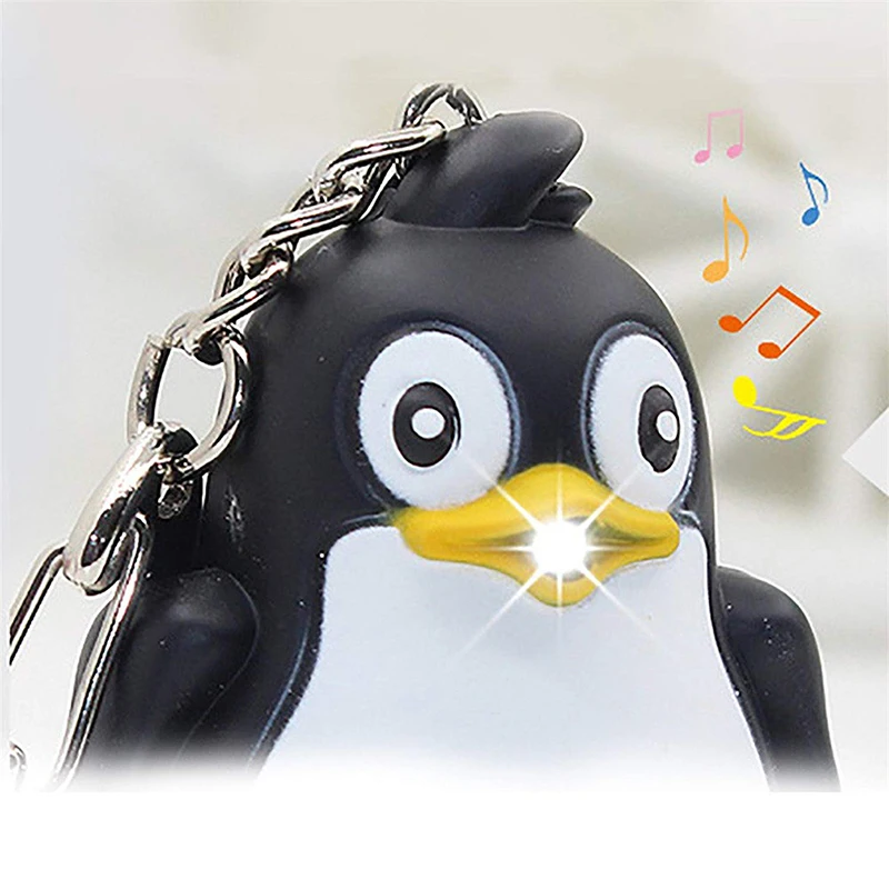 Cute Animal Penguin LED Light Vocal light keychain pendant mobile phone bag gift