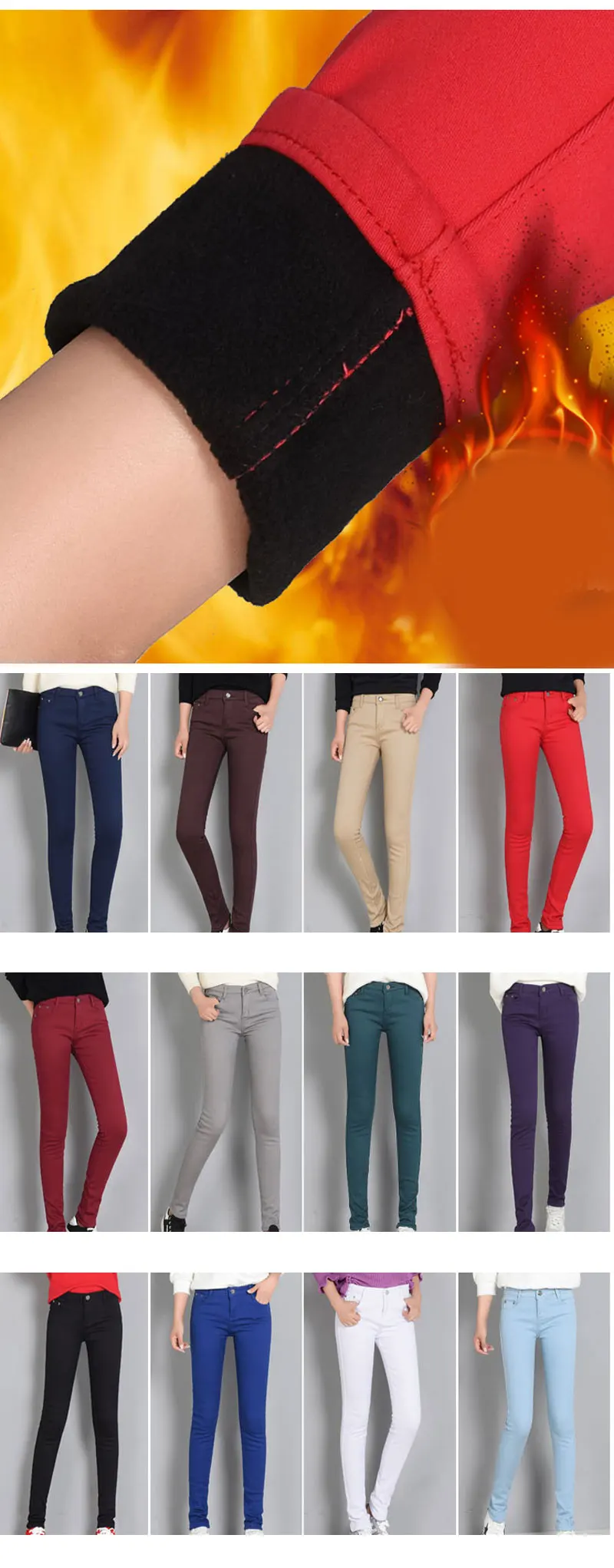 Зимние Стрейчевые толстые теплые штаны для женщин с высокой талией размера плюс черные брюки повседневные узкие брюки-карандаш женские брюки для бега s
