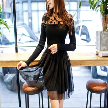 

Msaiss Summer Sexy Lady's Skirt And A Knee-length Lace Dress Mesh Fashion Lady Skirt