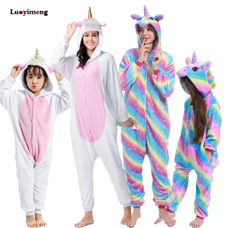 

New Kids Kigurumi Panda Blanket Overalls Jumpsuit Adult Children Animal Unicorn Pajamas Onesie Cosplay Flannel Sleepwear Costume