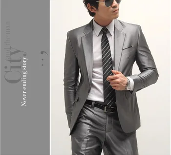 

men suit (jacket+pants+tie) casual formal wedding party groom prom Groomsmen singer male outfit Business casual dress