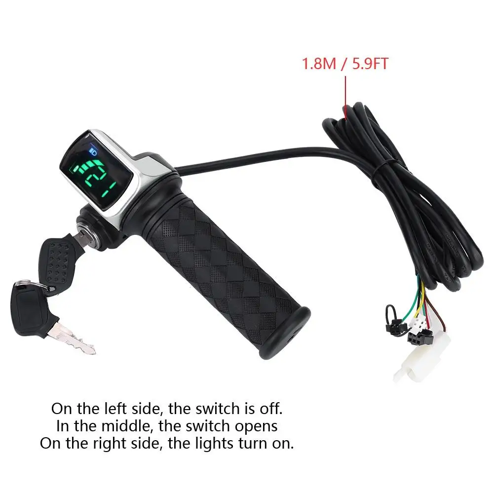 Perfect E-bike Throttle with LCD Display Electric Scooter  Control Handlebar Black Thumb Speed Throttle Grips with Lock Switch Indicator 1