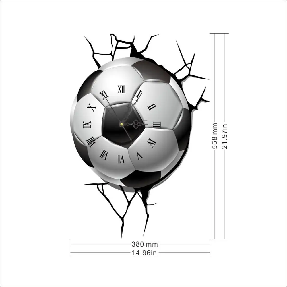 Разбитые настенные футбольные Необычные бесшумные акриловые часы 3D самоклеющиеся декоративные наклейки для гостиной спальни домашний декор наклейка - Цвет: 001