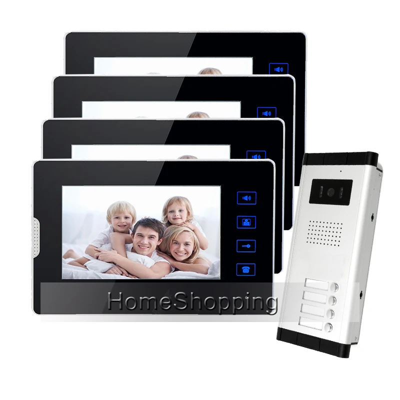 FREE SHIPPING New 7 Video font b Door b font Phone Intercom With 4 Monitors 1