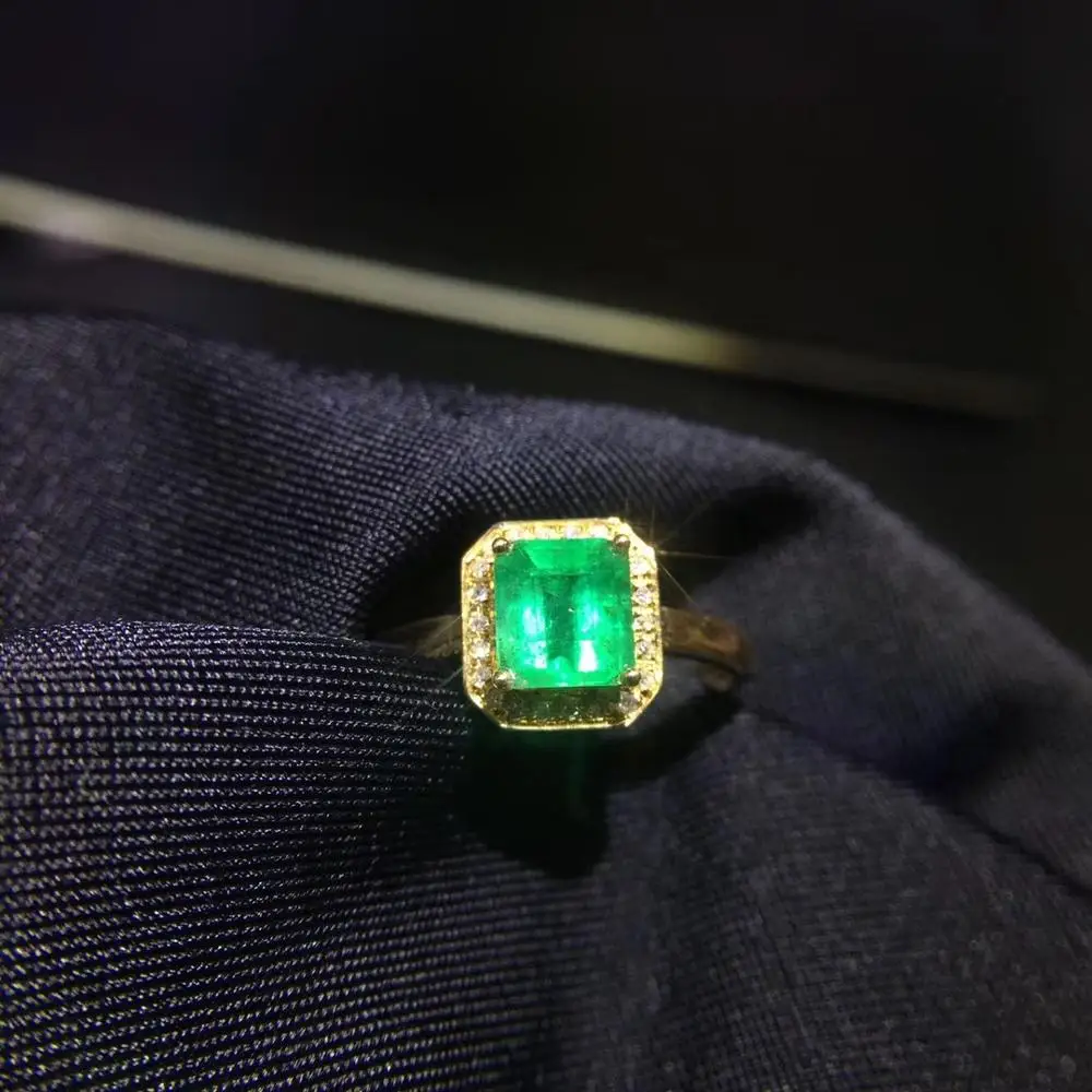 

Emerald Ring Fine Jewelry Real Pure 18 K Gold 100% Natural Emerald Gemstones 1.4ct Female Wedding Rings for women Fine Ring