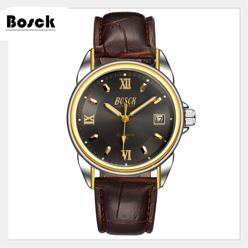 

BOSCK Men Mechanical Watch Automatic Tourbillon Wristwatches Business Leather Moon Phase Reloj Sports Watches Montre Homme