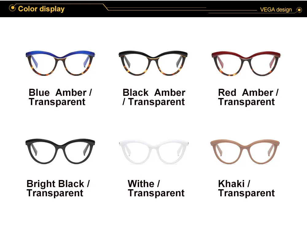 VEGA New Fashion CatEye Glasses Frame Ladies Women Eyeglasses Frames Women Cat Eye Brand Design Clear Lenses Black Leopard 214 (5)