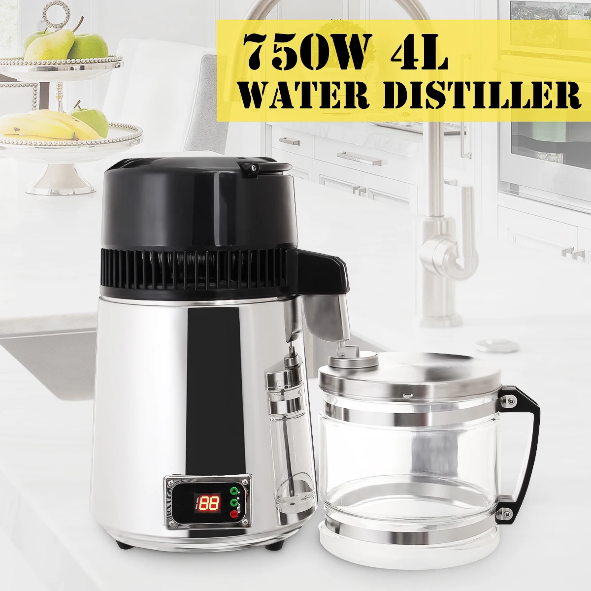 

4L Pure Water Filters Distiller Electric Stainless Steel Household Water Purifier Container Filter Distilled Water Machine