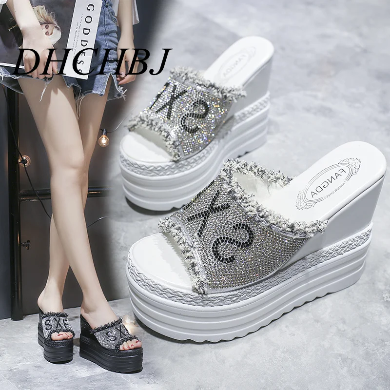 

2019 Summer Women Slippers Platform Shoes Women Wedges Outside Slides Flowers Slippers Women Lazy Shoes Casual Beach Flip Flops