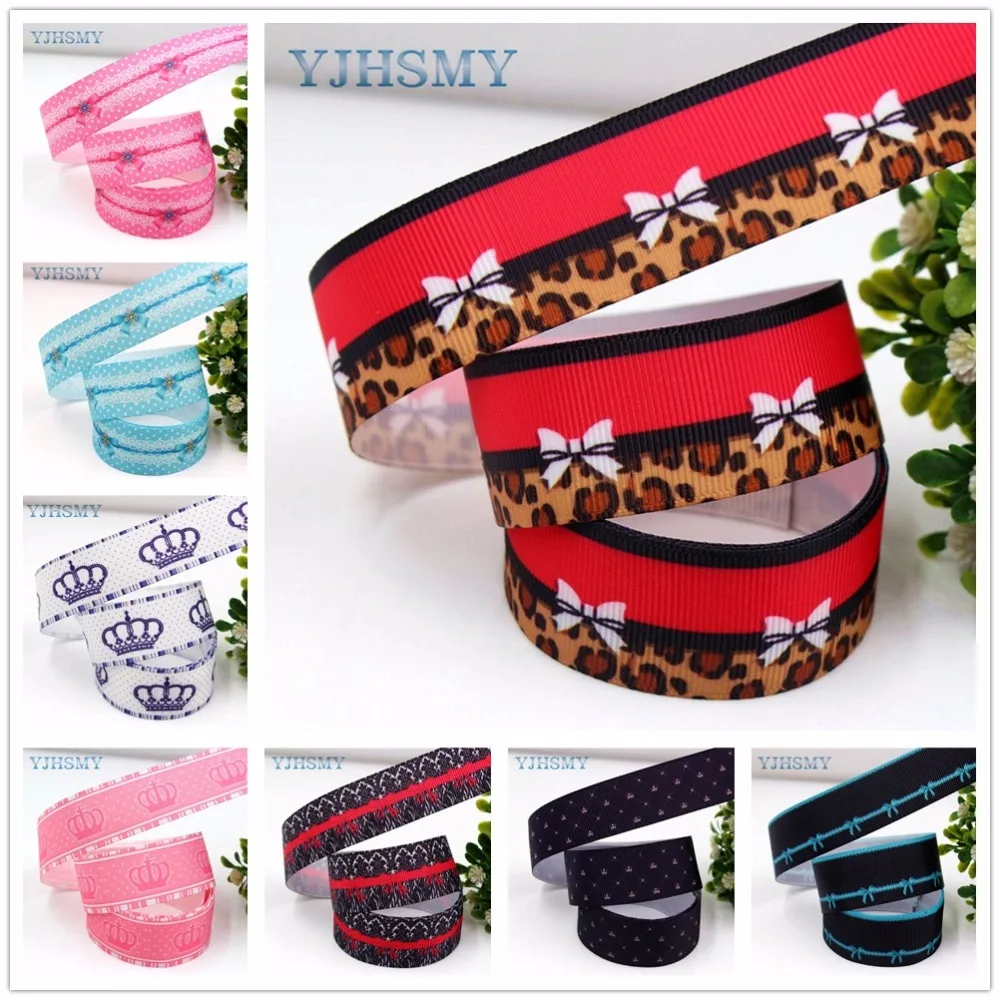 

YJHSMY,1711083 25mm 10 yard Bowknot Crown ribbons Heat Transfer Printing Grids Wedding Accessories DIY Handmade Materials