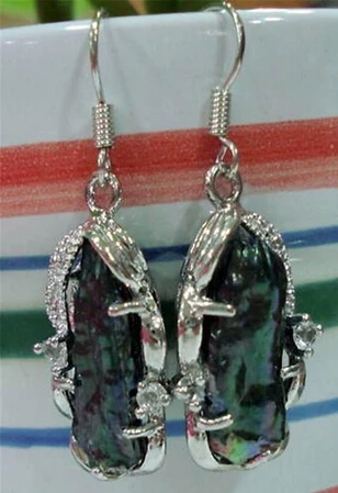 

Bridal jewelry free shipping hot sellBeautiful! 12X26mm Natural Black Pearl Earring