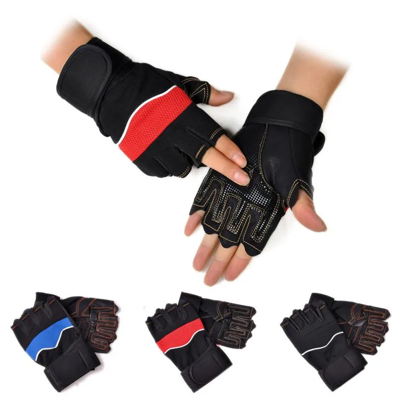 2PcsHigh Quality Gloves Gym Body Building Dumbbells Sports Exercise Training Wrist Fitness Weight Lifting Gloves Black Red Blue