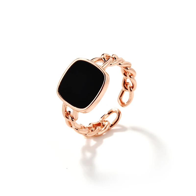

YANDA Rose Gold Square Opening Rings For Women Adjustable Elegant Wedding Party Anel Statement Finger Ring Charms Jewelry Gifts