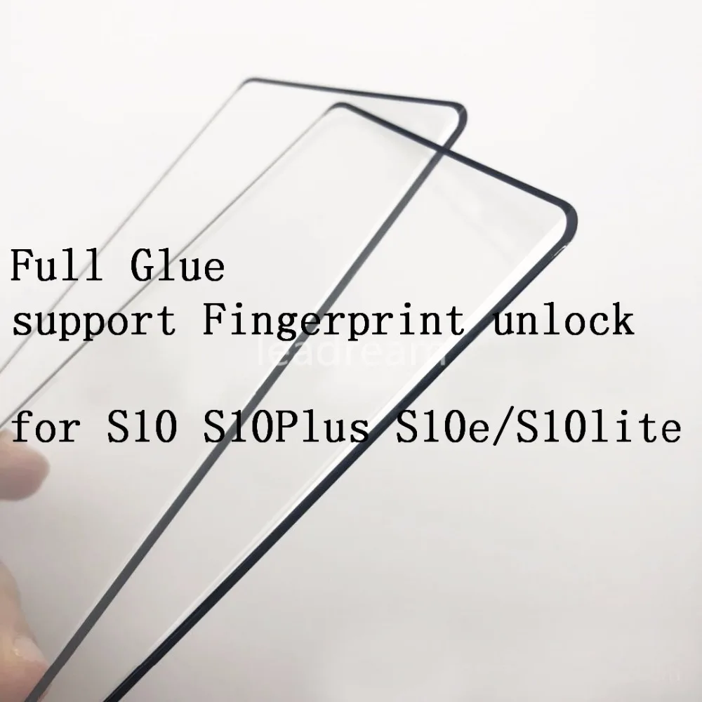 

200pcs 3D Full Glue Tempered Glass For Samsung S10 Plus S10e S10 lite Screen Protector with Fingerprint Unlock no Hole Free DHL