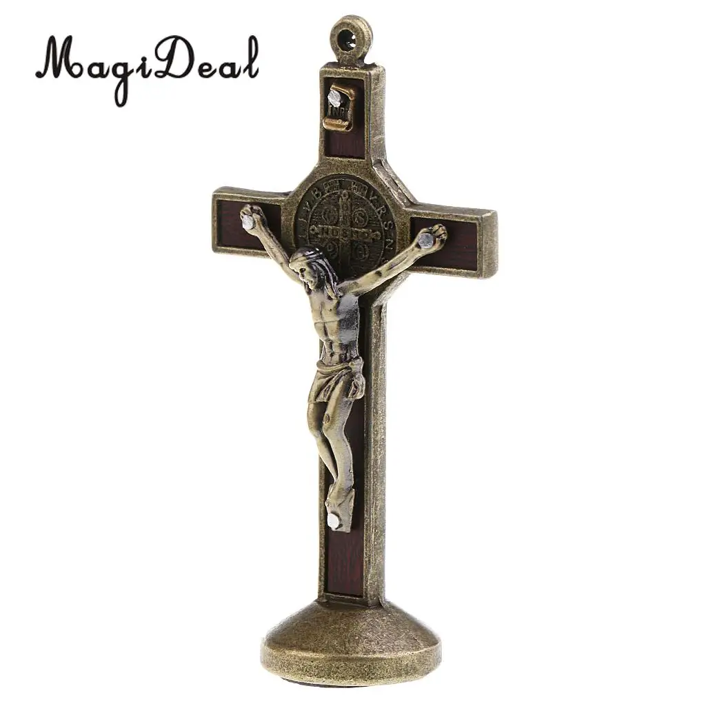 3PCS Alloy Crucifix Jesus Christ Cross Statue Figurine Perfect Gifts for Car Home Chapel Decoration