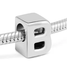 Подлинная серебряная буква из стерлингового серебра 925 пробы B Количество Шарм Бусины Подходит для женщин браслет амулеты «сделай сам» серебро 925 ювелирные изделия