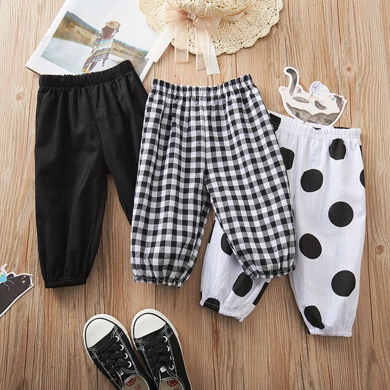 

JENYA Free Shipping Summer Children Cotton Linen Girls Harem Calf-length Pants Baby Fashion Elastic Waist Kids Leggings 1314