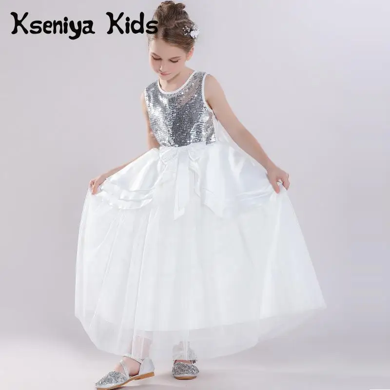 

Kseniya Kids Big Girl Princess Dress Sequin Ball Gown Ankle-Length Children Performance Graduation Evening Party Dresses 10 12